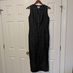 Capezio Black Linen Sleeveless Full Length Dress.